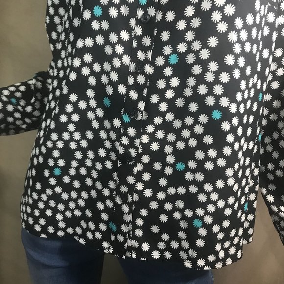 Alfani Women's Size 6 Small Blouse Floral Polka Dot Print Tunic High Low Top - Picture 3 of 15